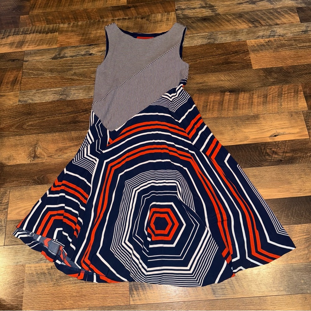Stylish Striped Women’s Dress in Navy and Red